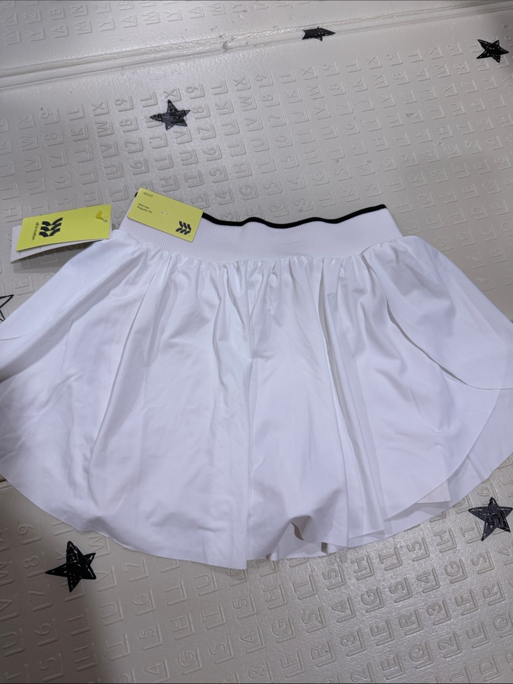 all in motion White Skater Skirt with Black-Trim Waistband
